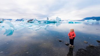 Iceland Travel, Ring Road, Jökulsárlón / Glacier Lagoon. Young Explorer. Child Traveler.