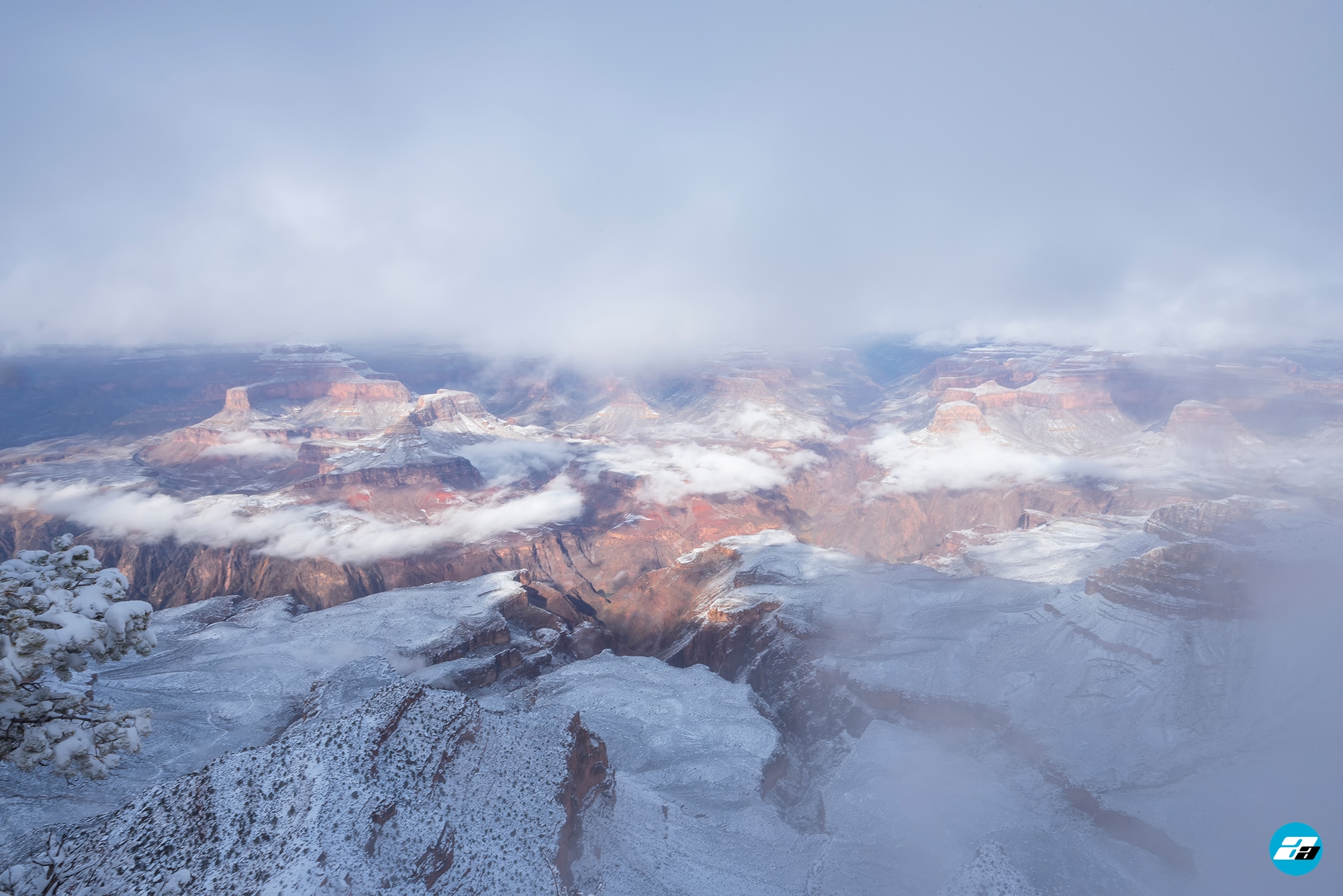 Arizona, USA. Canyon View. Explorer. Winter Season. Arizona Attraction & Travel. Canyon Snow.