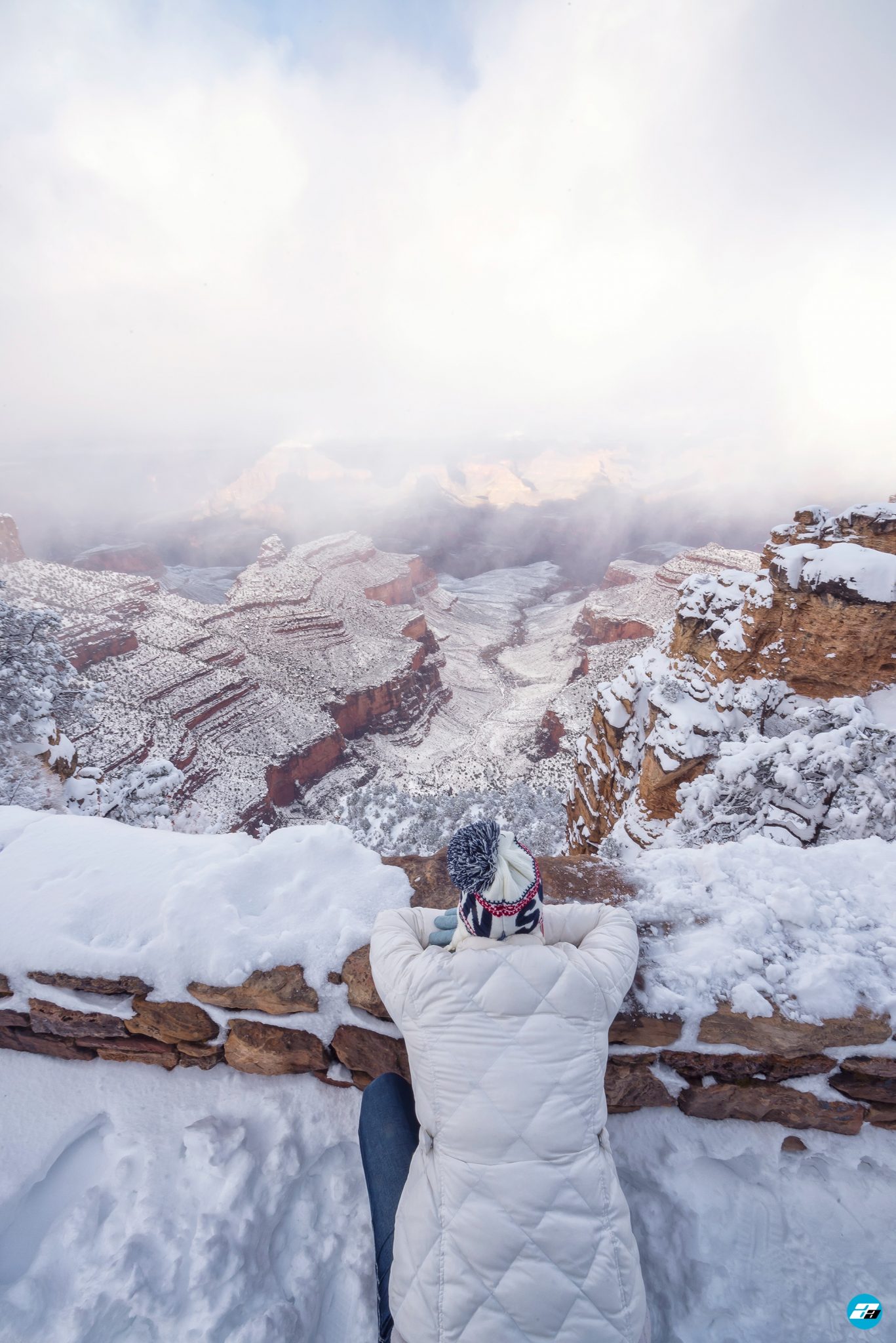 Grand Canyon National Park, Arizona, USA. Canyon View. Explorer. Winter Season. Arizona Attraction & Travel. Canyon Snow.