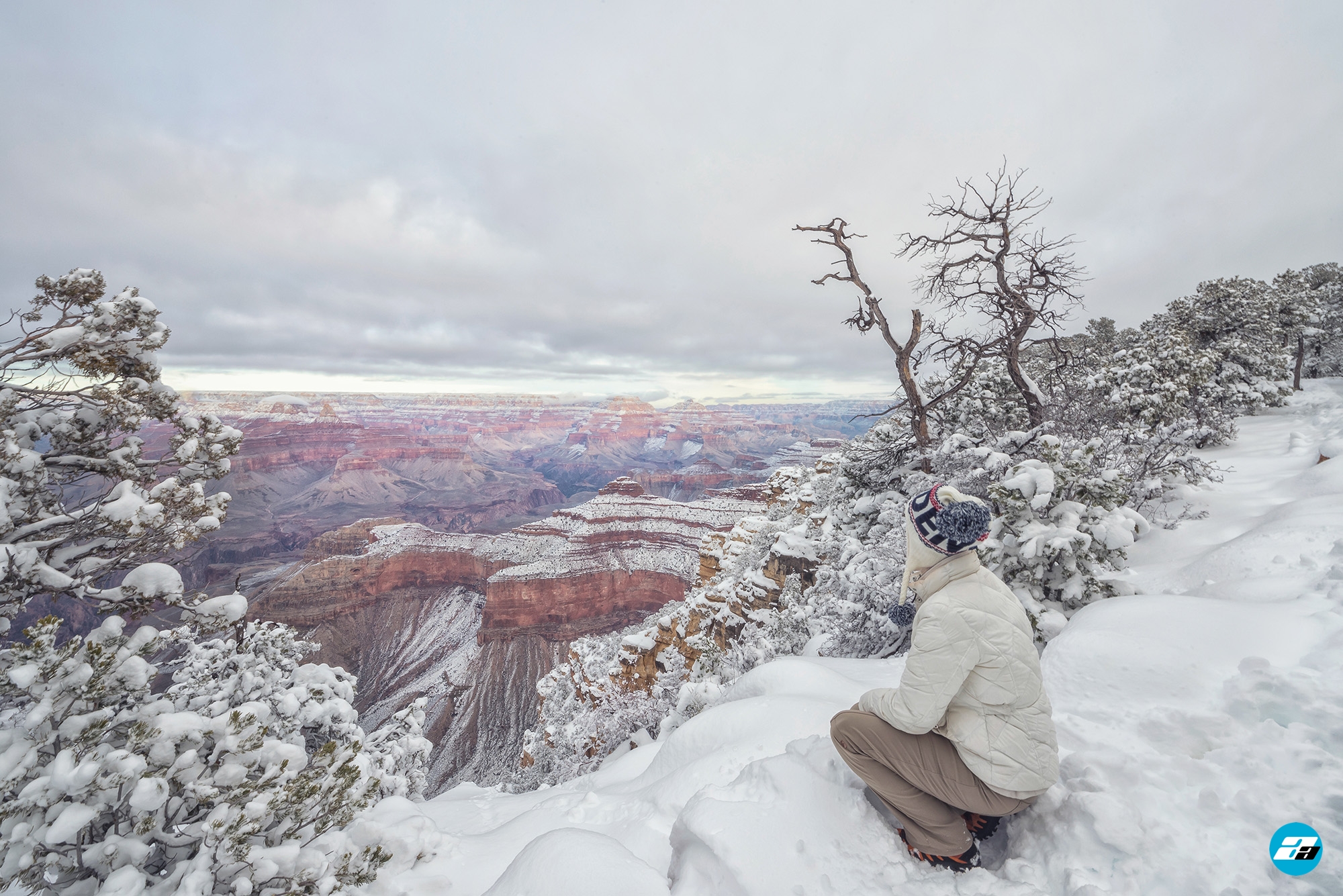 Grand Canyon National Park, Arizona, USA. Canyon View. Explorer. Winter Season. Arizona Attraction & Travel. Canyon Snow.