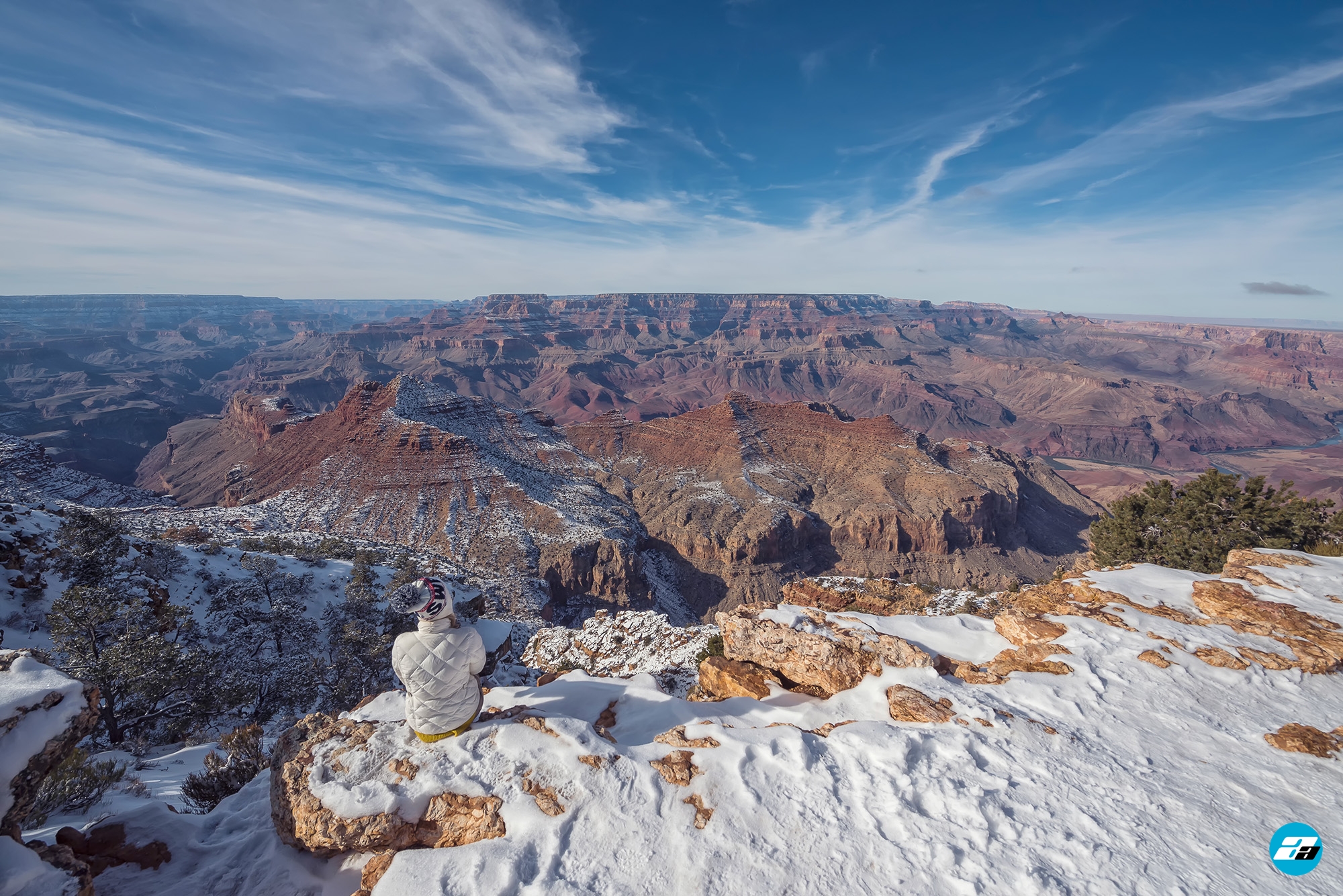 Grand Canyon National Park, Arizona, USA. Canyon View. Explorer. Winter Season. Arizona Attraction & Travel. Canyon Snow.