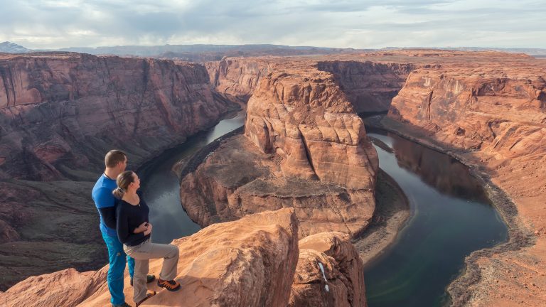 Horseshoe Bend, Arizona, USA. Family View. Great View. Family Trip. Together. Couple. Love. Town of Page.