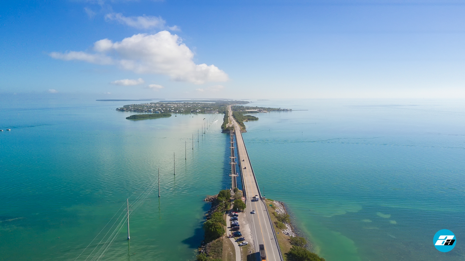 Overseas Highway, FL USA. Road to Key West. Aerial View