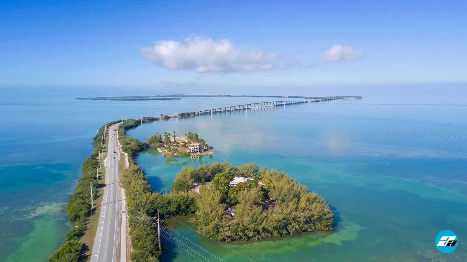Overseas Highway, FL USA. Road to Key West. Aerial View