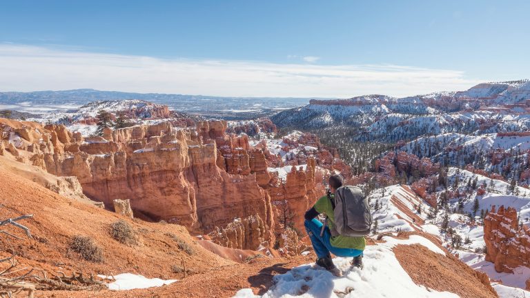 Bryce Canyon National Park, Utah, Arizona. View Point. Hiker. Explorer