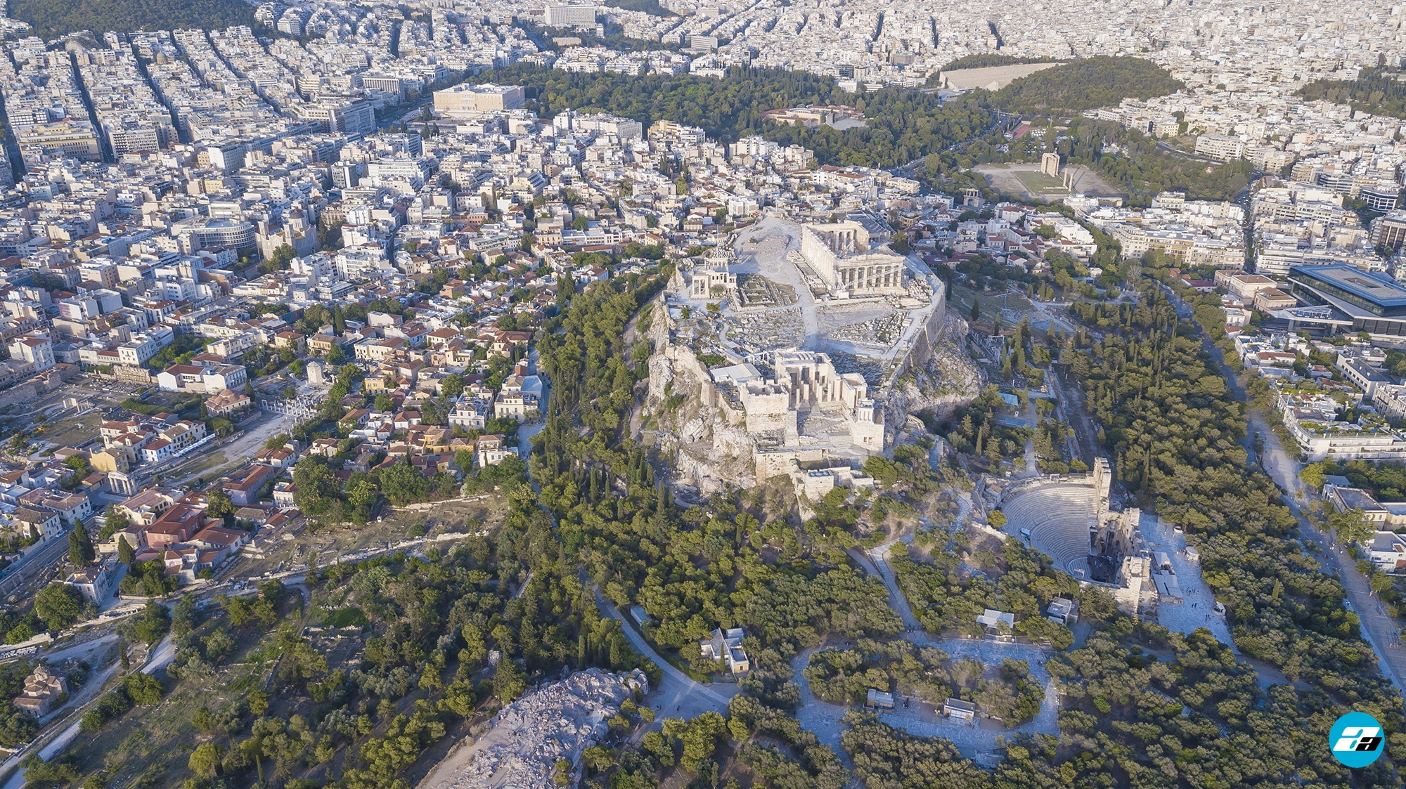The Pantheon From Above. Aerial Photo. Athens, Greece.