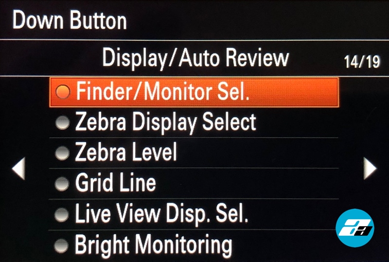 Sony A7III Down Menu Custom Key Sub Menu